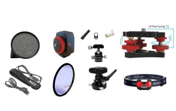 Swiss Expedition Kit Move Shoot Move NOMAD avec tracker, rotule, accessoires de réglage, masque de Bahtinov, filtre, bandes chauffantes et lampe frontale