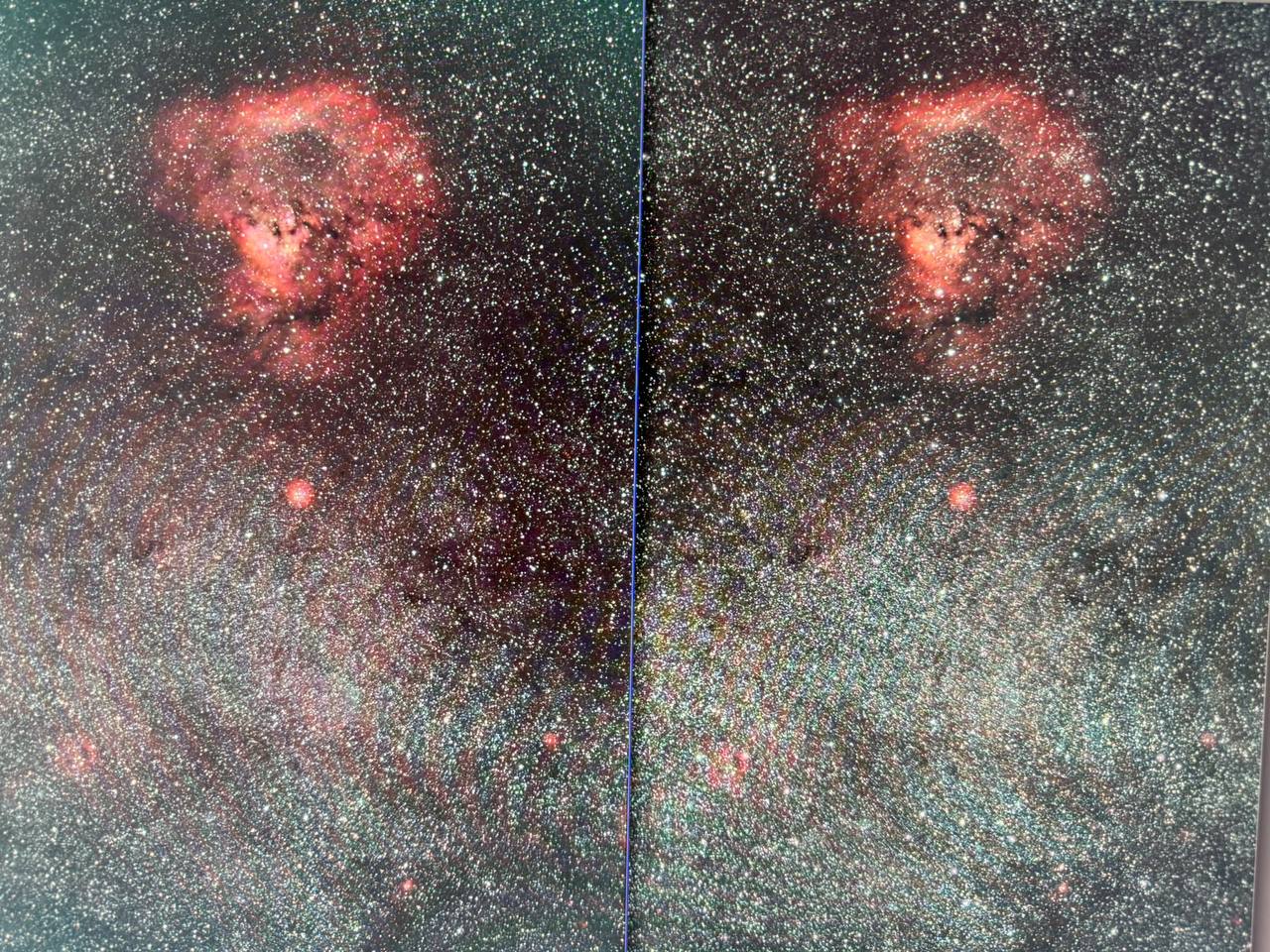 Nebuleuse avec filtre Optolong montrant des halos autour des etoiles brillantes