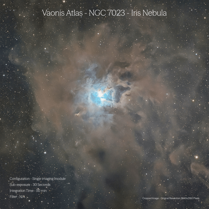 Nebuleuse de l'Iris capturee avec Vaonis Atlas Single, 50 minutes